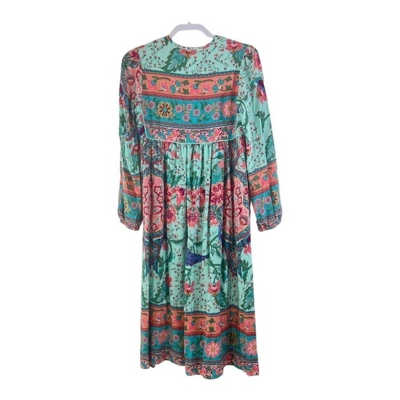 R. Vivimos Women's Boho Floral Retro V Neck Cottagecore Midi Dress - Picture 4 of 10